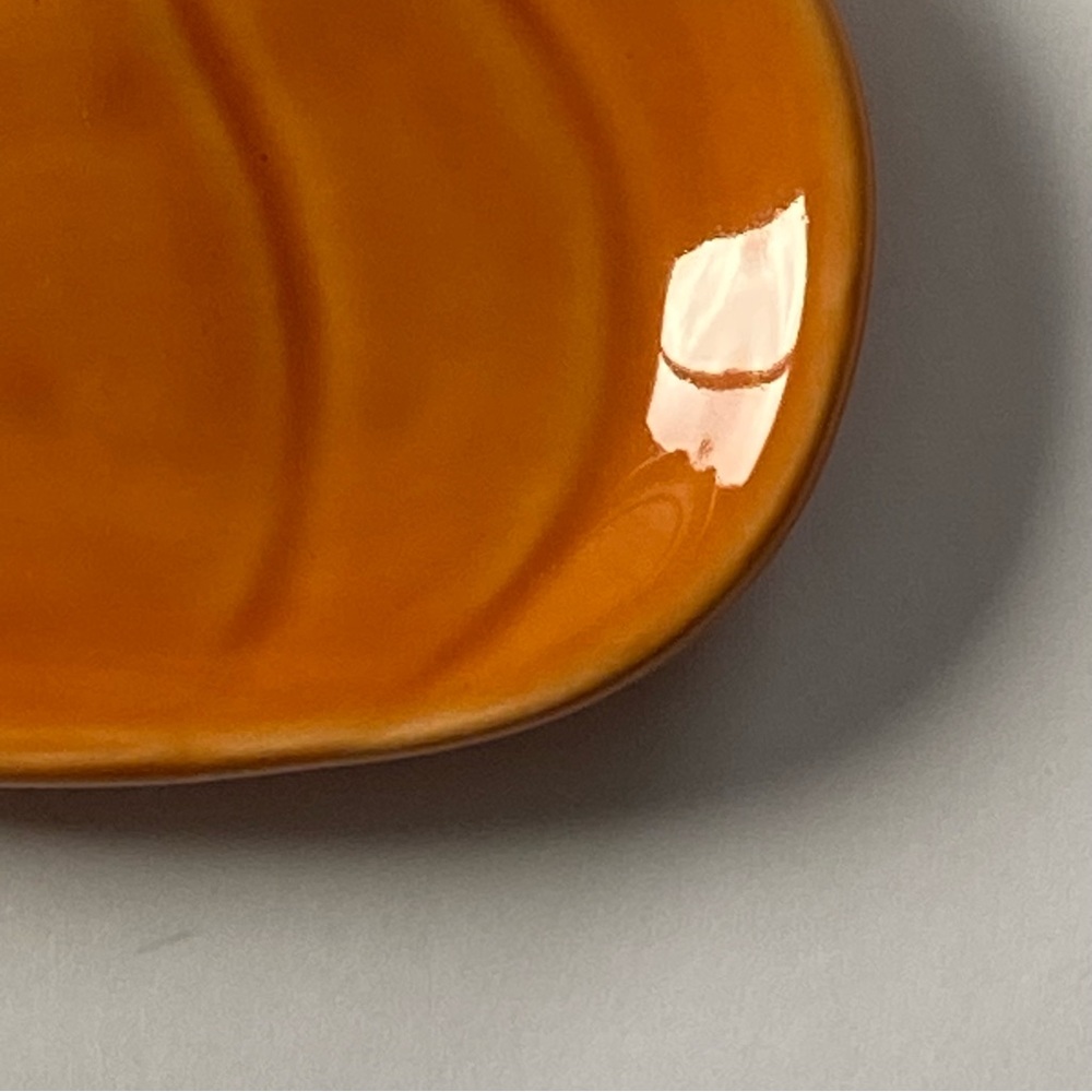 Pumpkin Trinket Dish Small Plate Thanksgiving Ceramic Fall Autumn Orange MINT - Picture 4 of 13